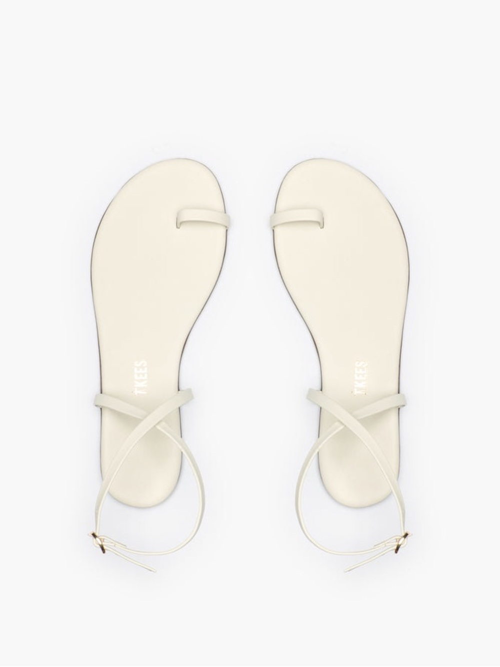 TKEES Ivory Minimal Toe-Ring Ankle Strap Sandals
